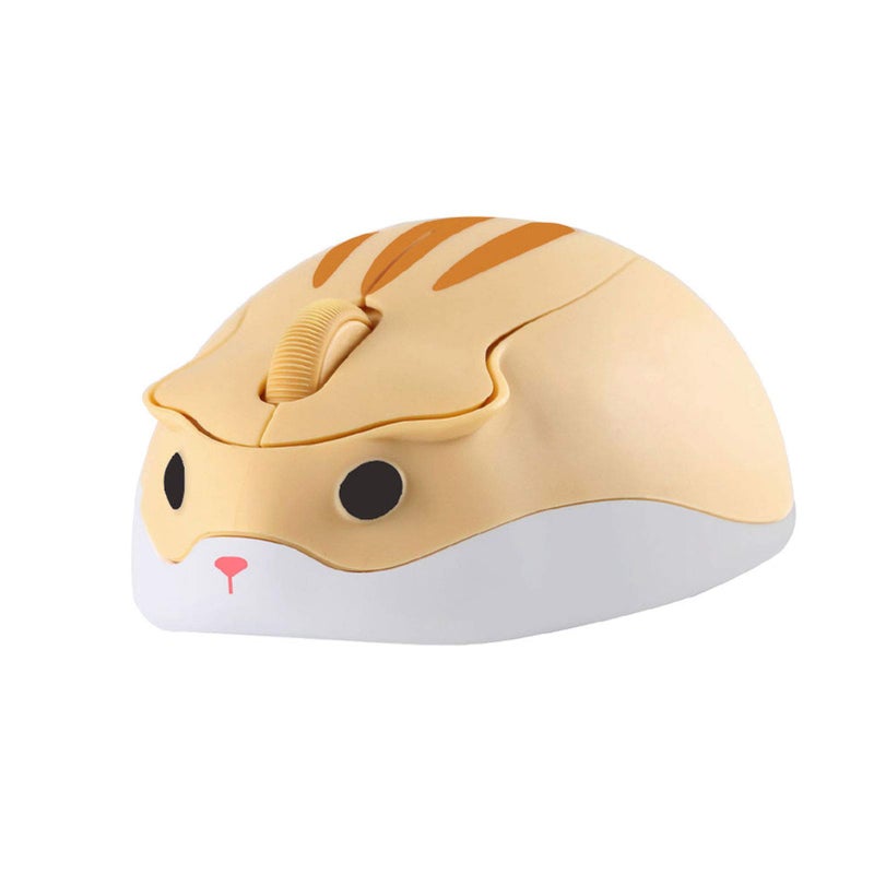 CHUYI Hamster Wireless Mouse, Cute Animal Optical Aesthetics Silent Mouse Portable Cordless Mute Mice for Travel School Office for Computer Laptop PC (Yellow) - Image 1